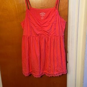 Pink babydoll tunic with lace trim